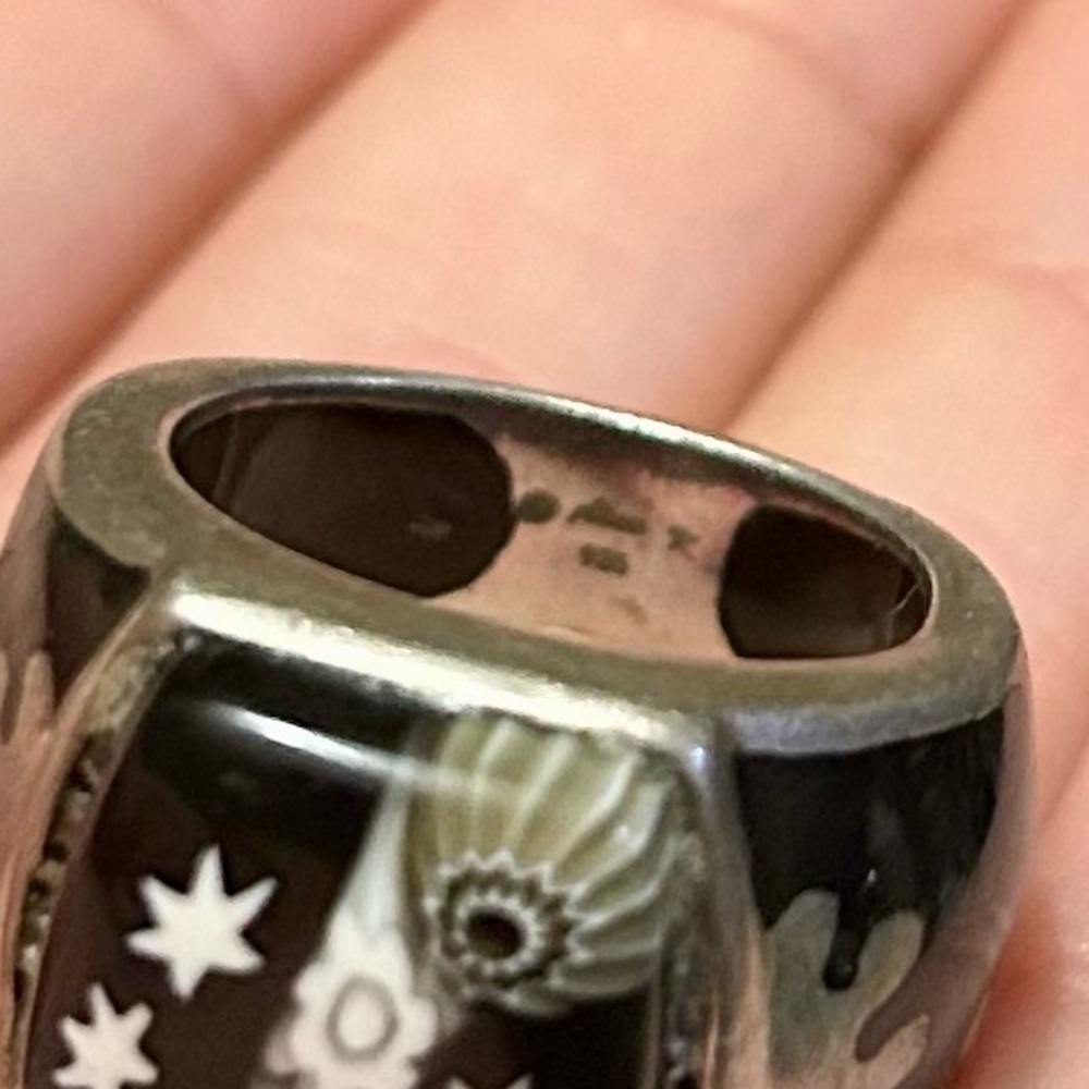 Black Murano Glass Ring by Alan K | Sterling Silver Band | Statement Piece - Picture 5 of 5